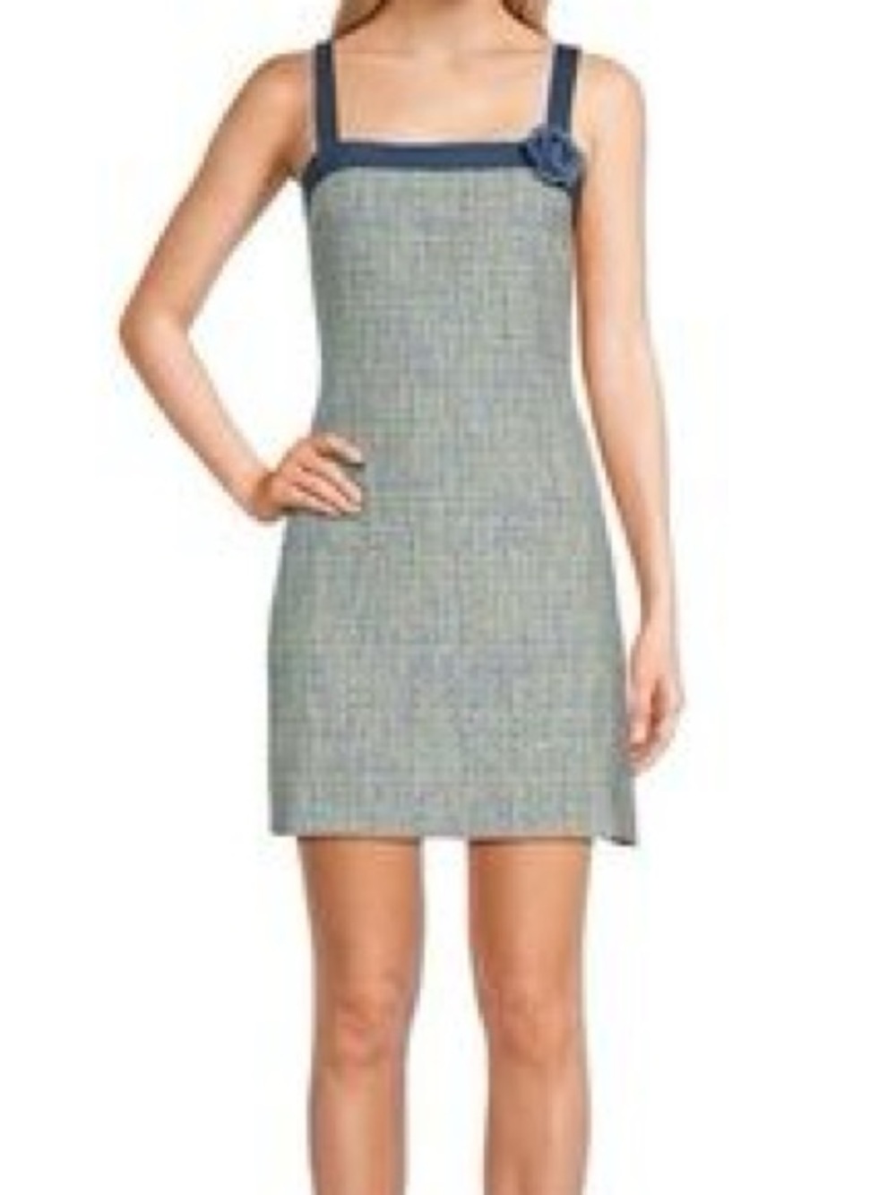 City Studio Blue Tweed Sheath with Flower Rosette